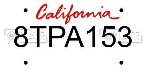 8TPA153 California License Plate