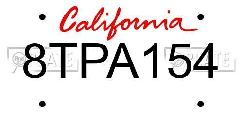 8TPA154 California License Plate