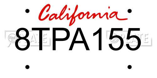 8TPA155 California License Plate