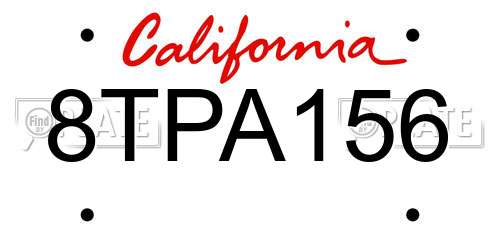 8TPA156 California License Plate