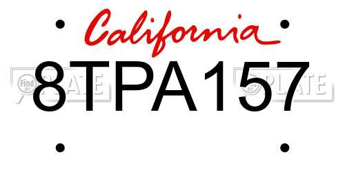 8TPA157 California License Plate