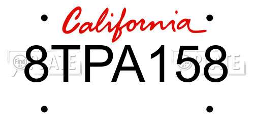 8TPA158 California License Plate