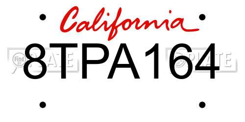 8TPA164 California License Plate