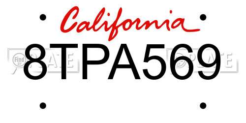 8TPA569 California License Plate