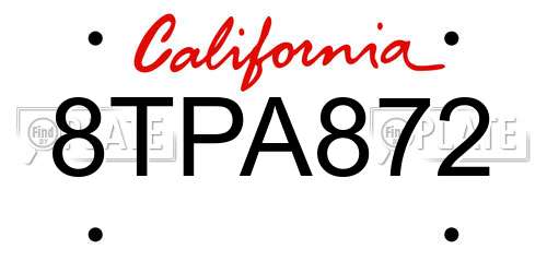 8TPA872 California License Plate