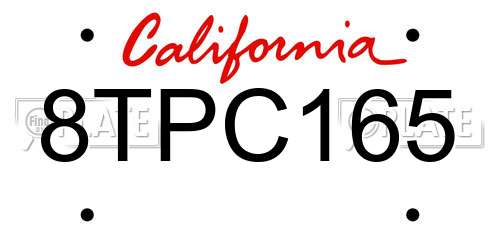 8TPC165 California License Plate