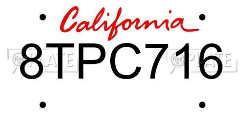 8TPC716 California License Plate