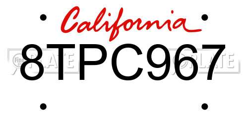 8TPC967 California License Plate