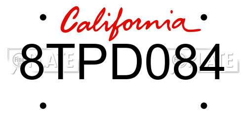 8TPD084 California License Plate
