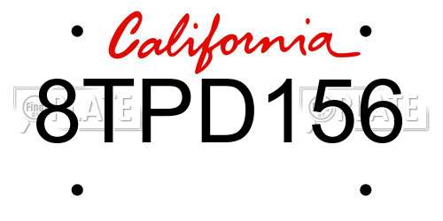 8TPD156 California License Plate