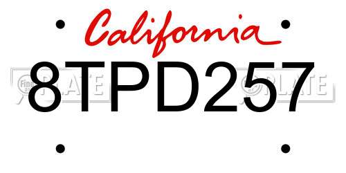 8TPD257 California License Plate