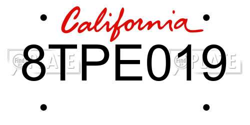 8TPE019 California License Plate