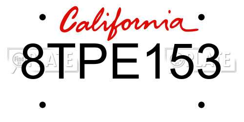8TPE153 California License Plate