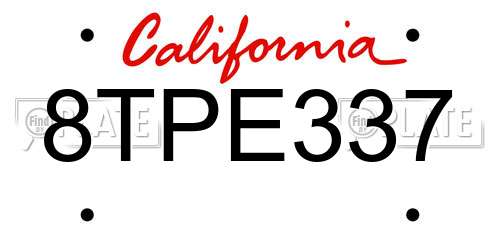 8TPE337 California License Plate