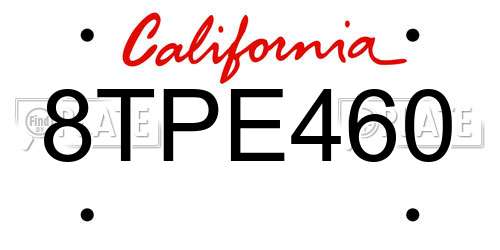 8TPE460 California License Plate