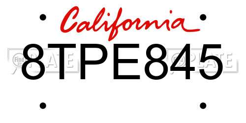 8TPE845 California License Plate