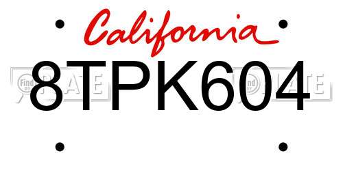 8TPK604 California License Plate