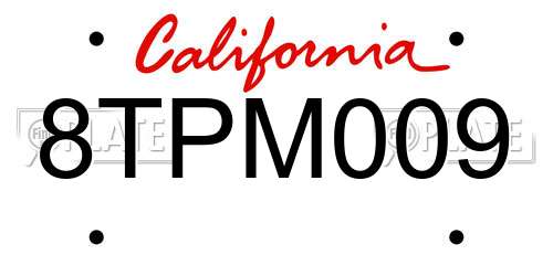 8TPM009 California License Plate