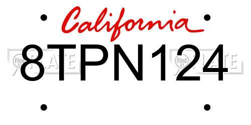 8TPN124 California License Plate