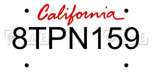 8TPN159 California License Plate