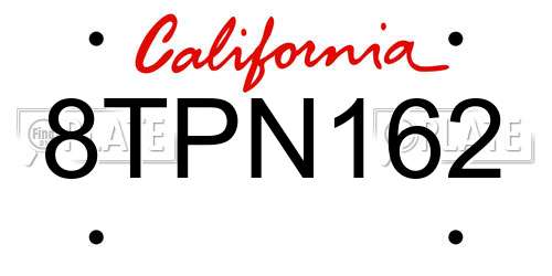 8TPN162 California License Plate