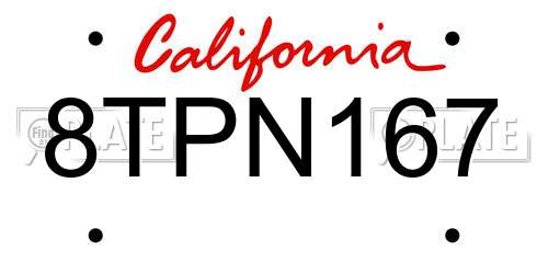 8TPN167 California License Plate