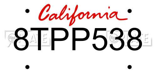 8TPP538 California License Plate