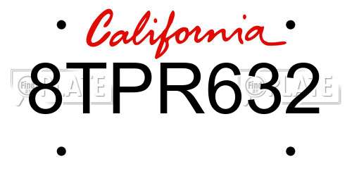 8TPR632 California License Plate