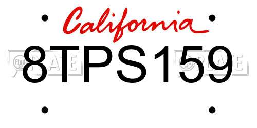 8TPS159 California License Plate