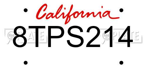8TPS214 California License Plate