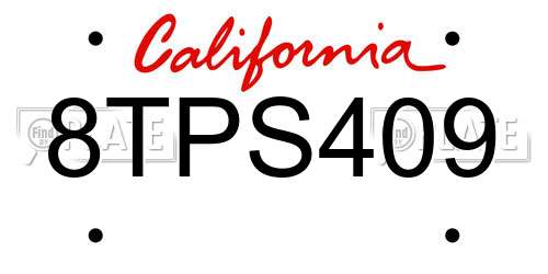 8TPS409 California License Plate