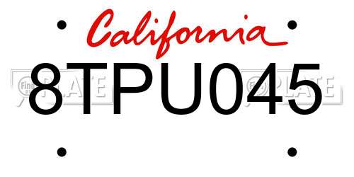 8TPU045 California License Plate