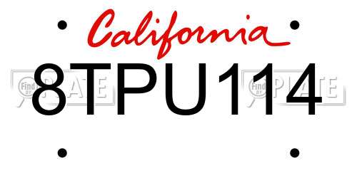 8TPU114 California License Plate