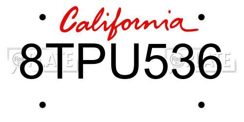 8TPU536 California License Plate
