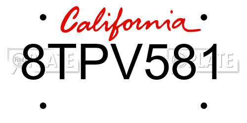 8TPV581 California License Plate