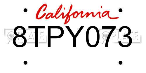 8TPY073 California License Plate