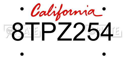 8TPZ254 California License Plate