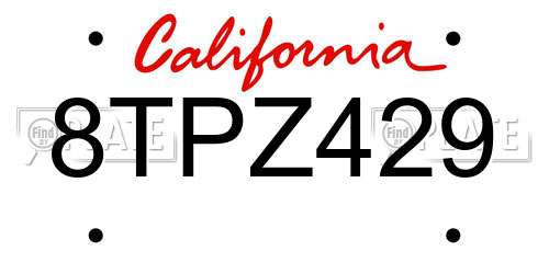 8TPZ429 California License Plate
