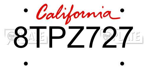 8TPZ727 California License Plate