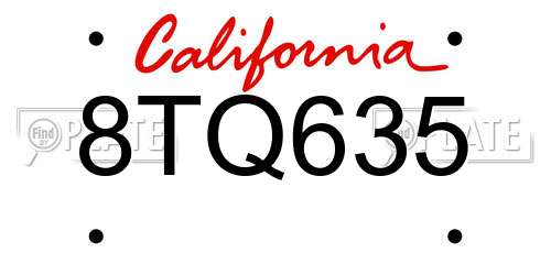8TQ635 California License Plate