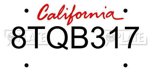 8TQB317 California License Plate