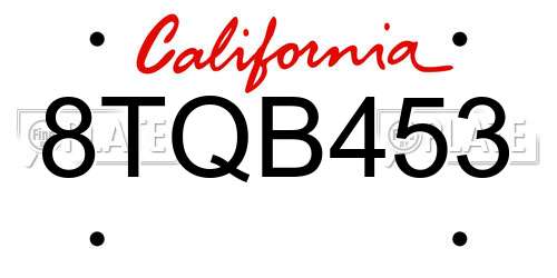 8TQB453 California License Plate