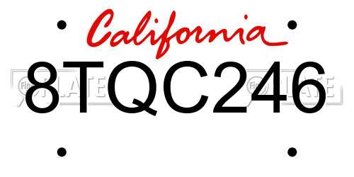 8TQC246 California License Plate