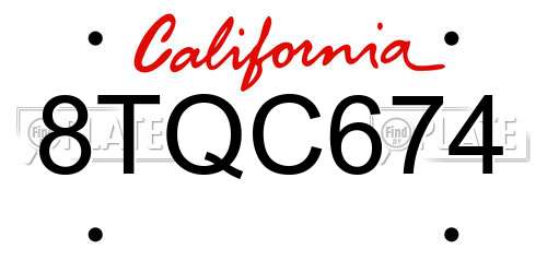 8TQC674 California License Plate