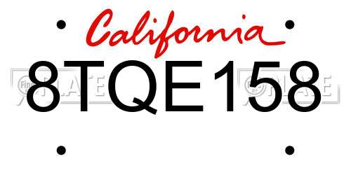 8TQE158 California License Plate