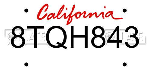 8TQH843 California License Plate