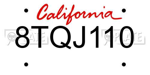 8TQJ110 California License Plate