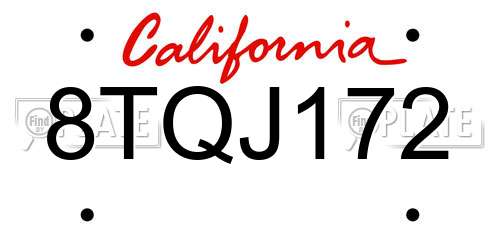 8TQJ172 California License Plate