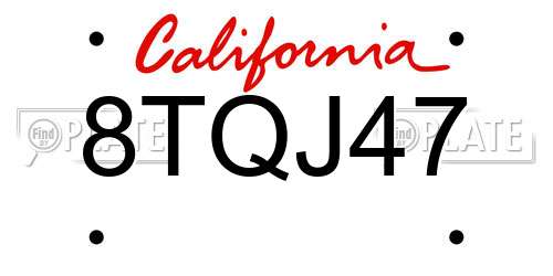 8TQJ47 California License Plate
