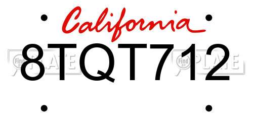 8TQT712 California License Plate